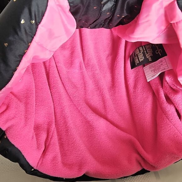 Jessica Simpson Girls Puffy Winter Coat With Faux Fur Hood & Mittens 10/12 Black - Picture 14 of 16